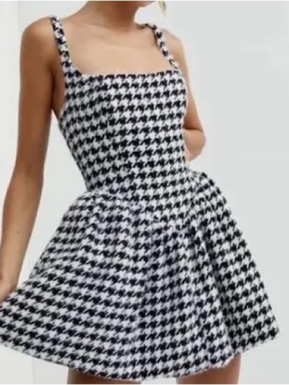 For Love And Lemons Black and White Houndstooth Mini Dress
